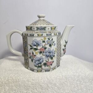 Vtg Hues N Brews Floral Ceramic Teapot Made In Japan By Alyse Takahashi 6"